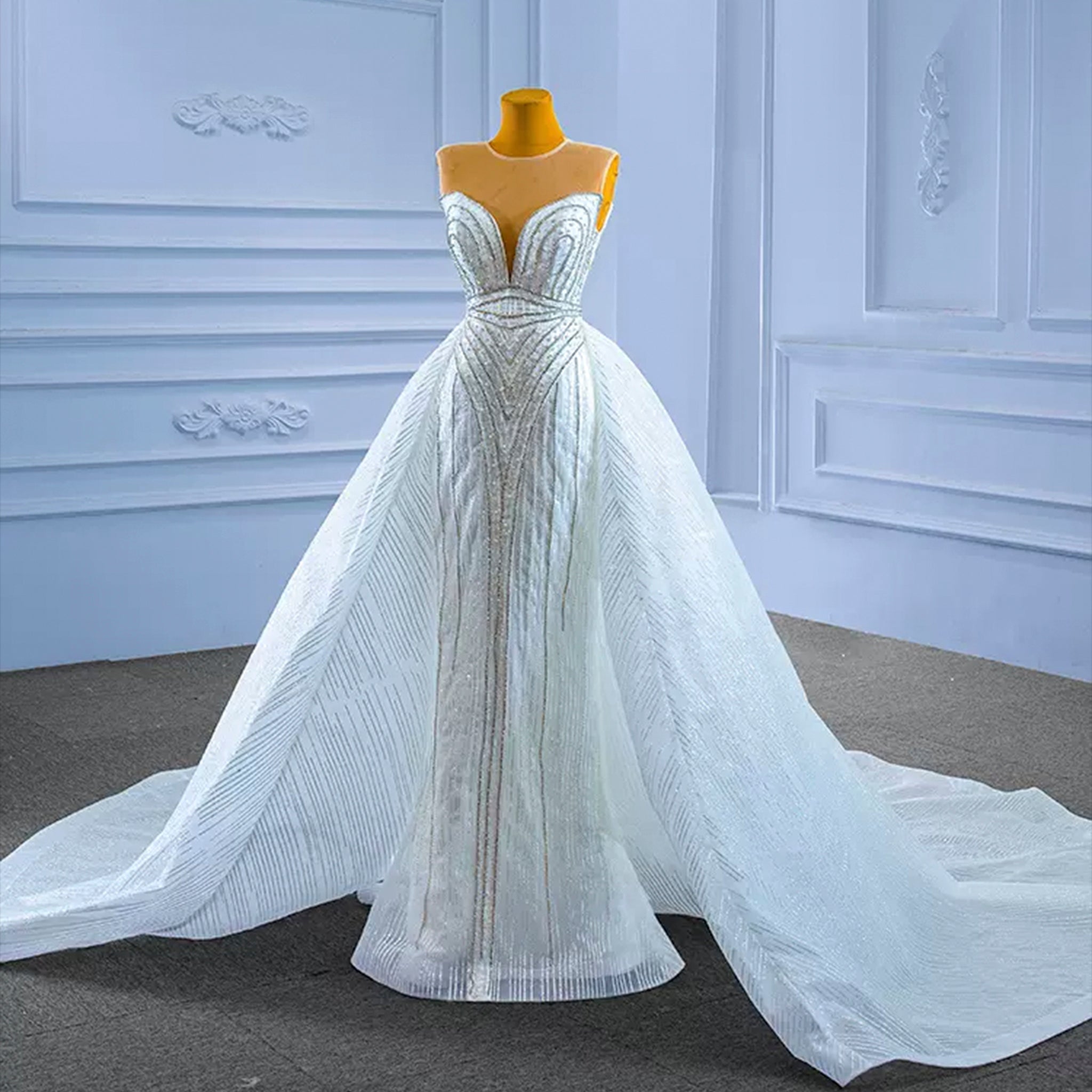 Gorgeous Mermaid Wedding Dress with Detachable Skirt White / 18W Gorgeous Mermaid Wedding Dress with Detachable Skirt White / 18W