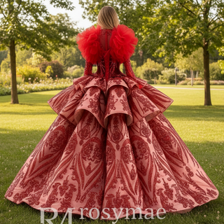 Beautiful-Emerald-Red-Ball-Gown-Quinceanera-Dress