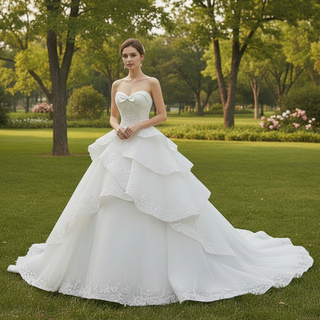 Exquisitely Handcrafted Romantic Ball Gown Wedding Dress Sweetheart Neck