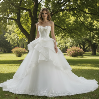Exquisitely Handcrafted Romantic Ball Gown Wedding Dress Sweetheart Neck
