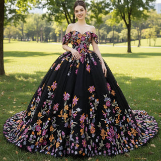 High-end Vintage Black Handmade Sequins Lace Quinceanera Dress Black / 18 High-end Vintage Black Handmade Sequins Lace Quinceanera Dress Black / 18