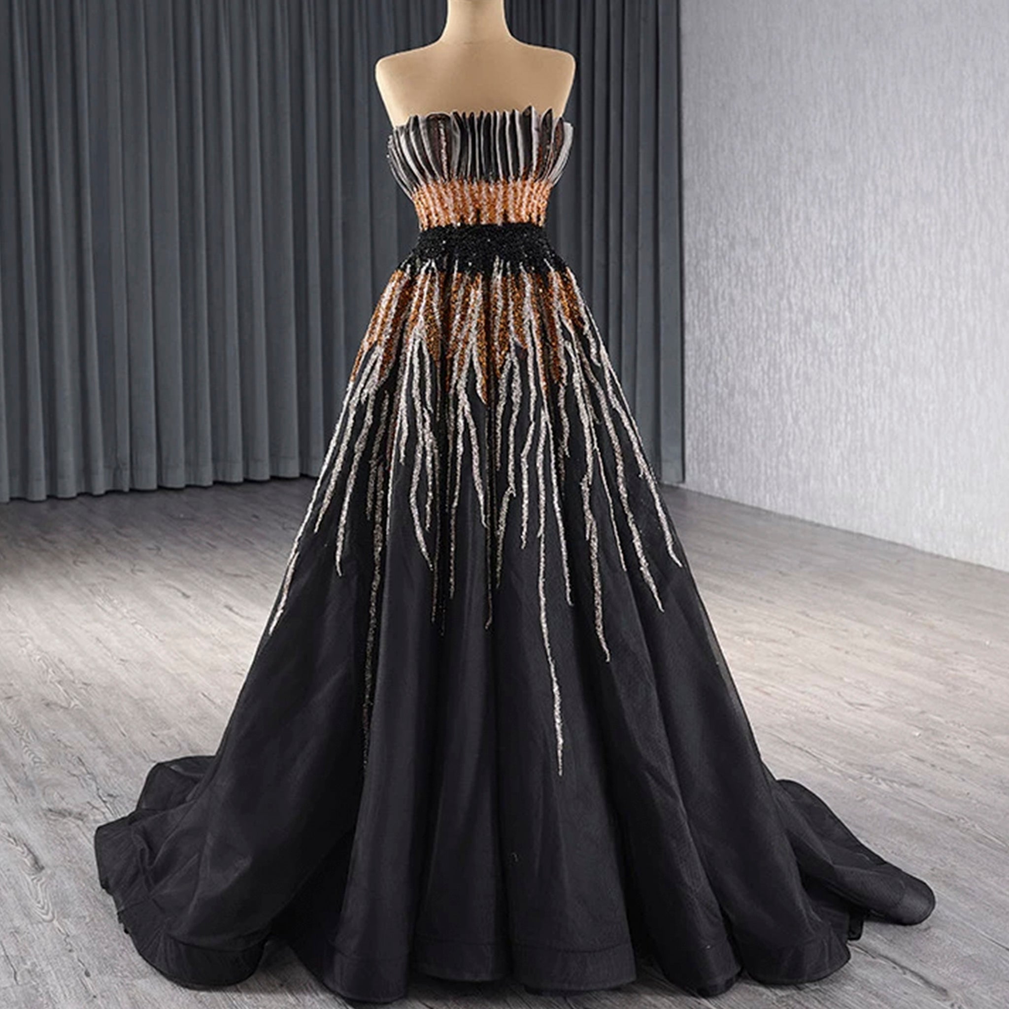 Princess Formal Gown Gorgeous Black Handmade Sequins Prom Dress Rosymae Princess Formal Gown Gorgeous Black Handmade Sequins Prom Dress Rosymae