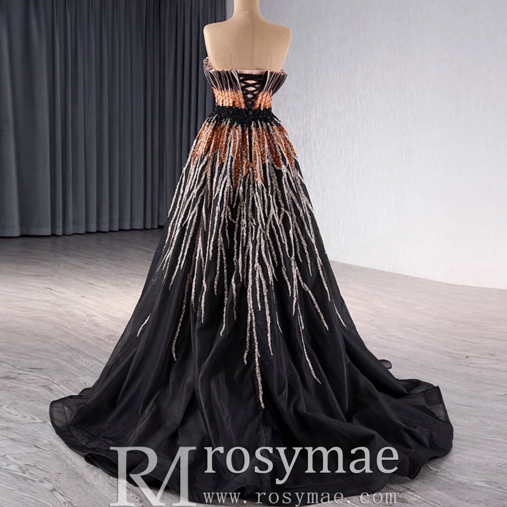 Princess Formal Gown Gorgeous Black Handmade Sequins Prom Dress Rosymae Princess Formal Gown Gorgeous Black Handmade Sequins Prom Dress Rosymae