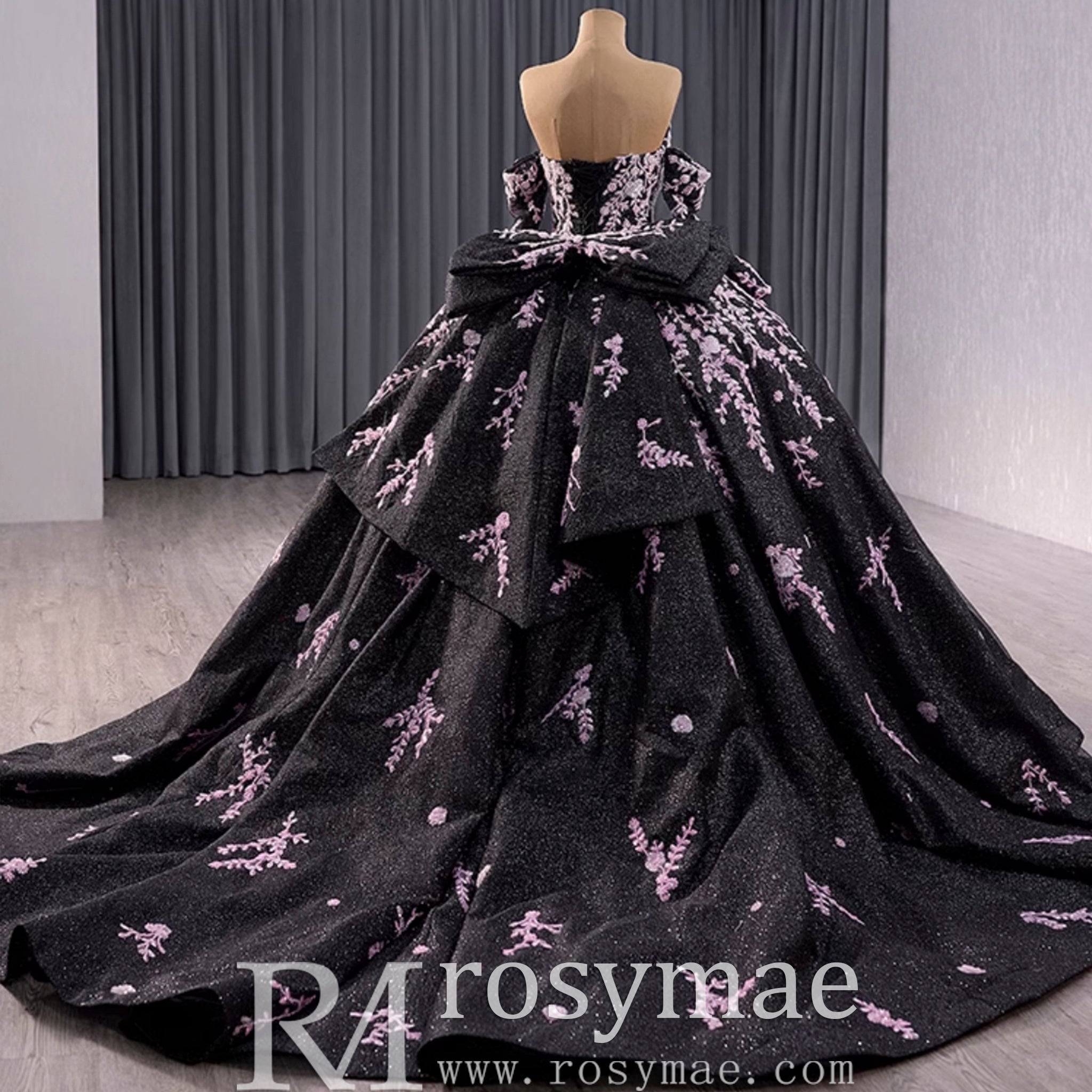 Black Shimmering Wedding Gown Off the Shoulder Quinceanera Dress Black / 26W Black Shimmering Wedding Gown Off the Shoulder Quinceanera Dress Black / 26W