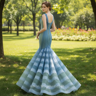 Fabulous Trumpet Red Carpet Evening Dresses with Vneck