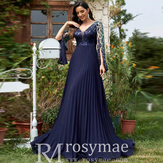 Long Sleeve Royal Blue Mother of the Bride and Groom Dresses