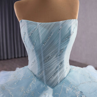 Ruffles Babay Blue Quinceanera Dress Robes De Soirée Vestidos De 15 Anos
