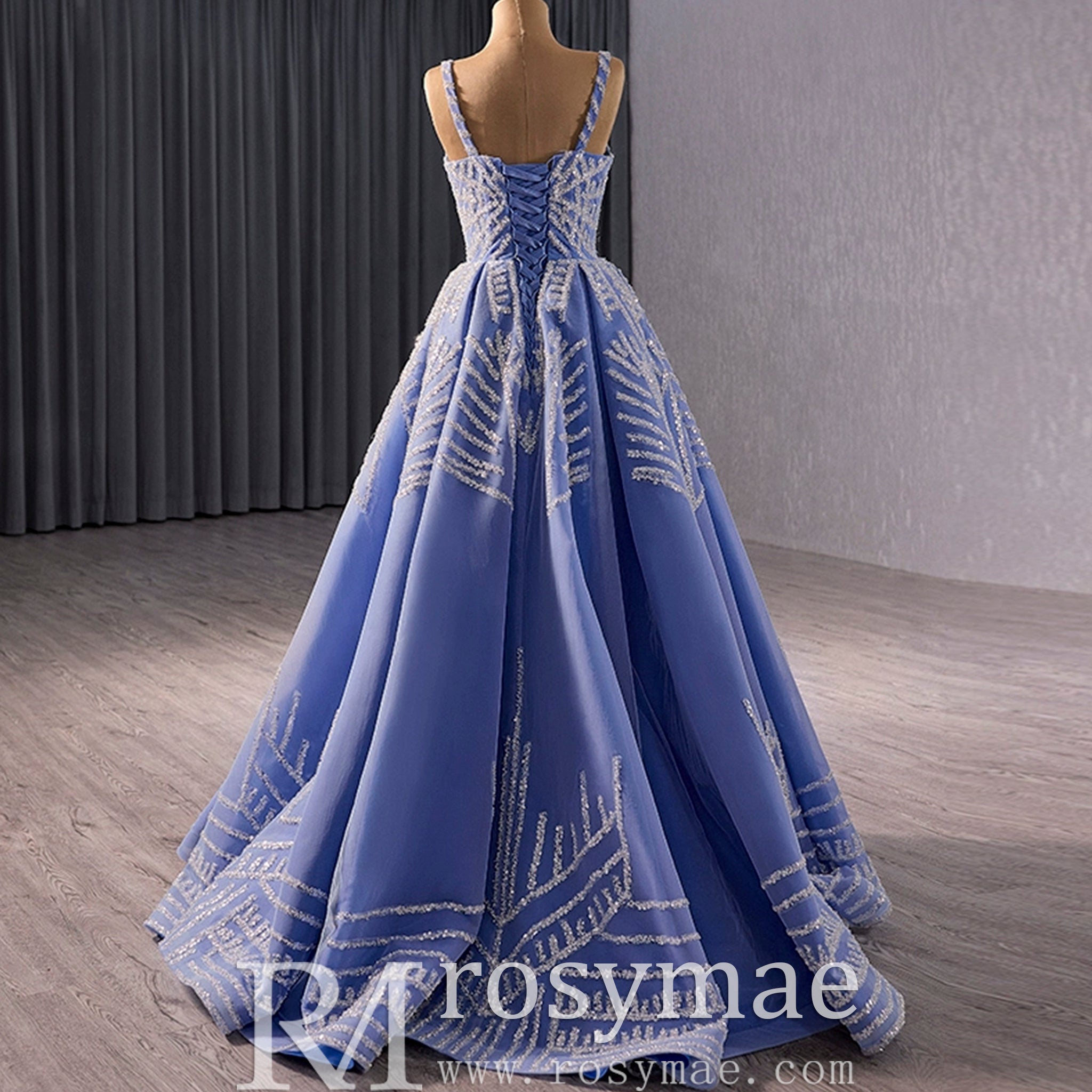 elegant quinceanera dresses Blue Wedding Gown Elegant Quinceanera Dress with Spaghetti Strap China Blue / 4