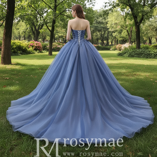 Detachable Blossom Wedding Dress Sweetheart Tiered Quinceanera Gown