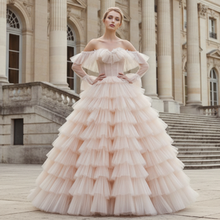 Boho Wedding Dress Ruffle Tulle Skirt Princess Wedding Gown