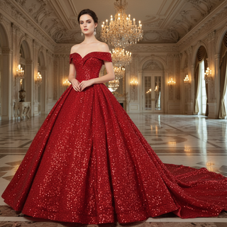 Fashion Sequins Off The Shoulder Ball Gown Quinceanera Dresses