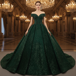 Fashion Sequins Off The Shoulder Ball Gown Quinceanera Dresses