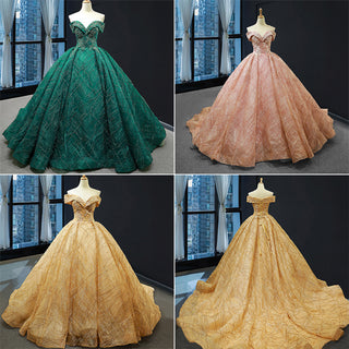 Off The Shoulder Sweetheart Ball Gown Sparky Quinceanera Prom Dresses