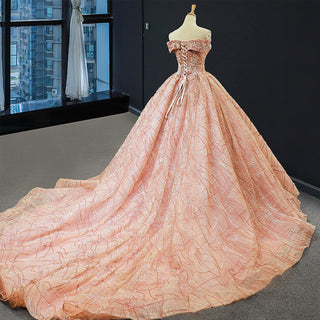 Off The Shoulder Sweetheart Ball Gown Sparky Quinceanera Prom Dresses