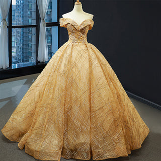 Off The Shoulder Sweetheart Ball Gown Sparky Quinceanera Prom Dresses