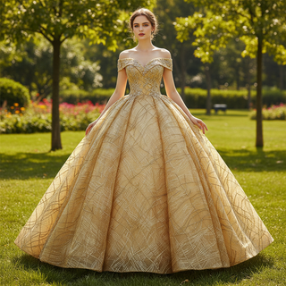 Off The Shoulder Sweetheart Ball Gown Sparky Quinceanera Prom Dresses