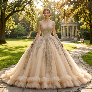 Sparkly Quinceañera Dress with Multi-Layered Back Bow & Voluminous Tiered Ruffles