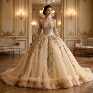 Sparkly Quinceañera Dress with Multi-Layered Back Bow & Voluminous Tiered Ruffles