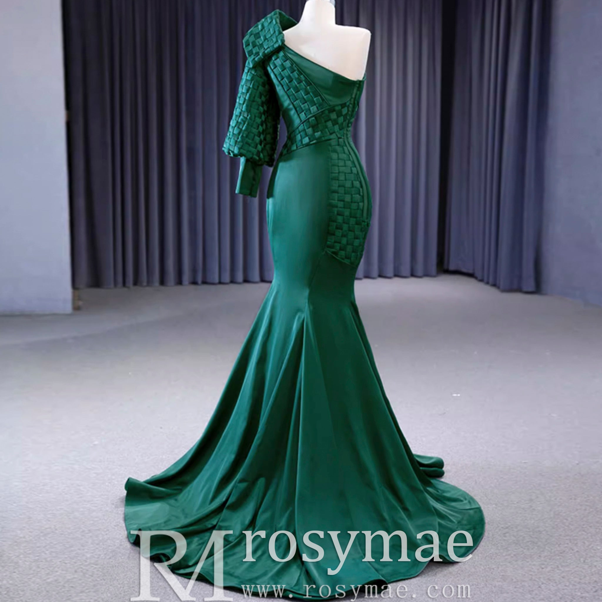 Hunter Green Mermaid Satin Formal Dress One Shoulder Prom Party Gown Hunter Green / 24W Hunter Green Mermaid Satin Formal Dress One Shoulder Prom Party Gown Hunter Green / 24W