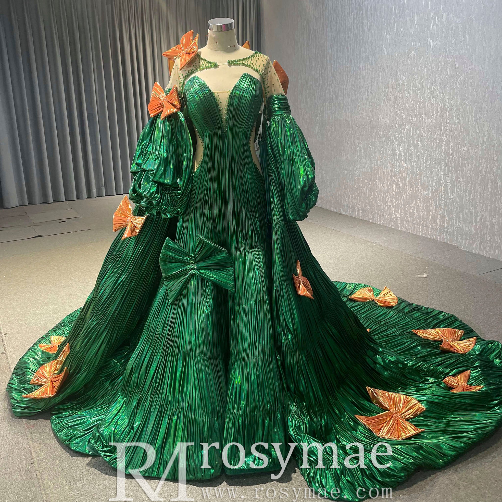 Gorgeous Beading Unique Prom Dress Formal Gown with Cape Rosymae Gorgeous Beading Unique Prom Dress Formal Gown with Cape Rosymae