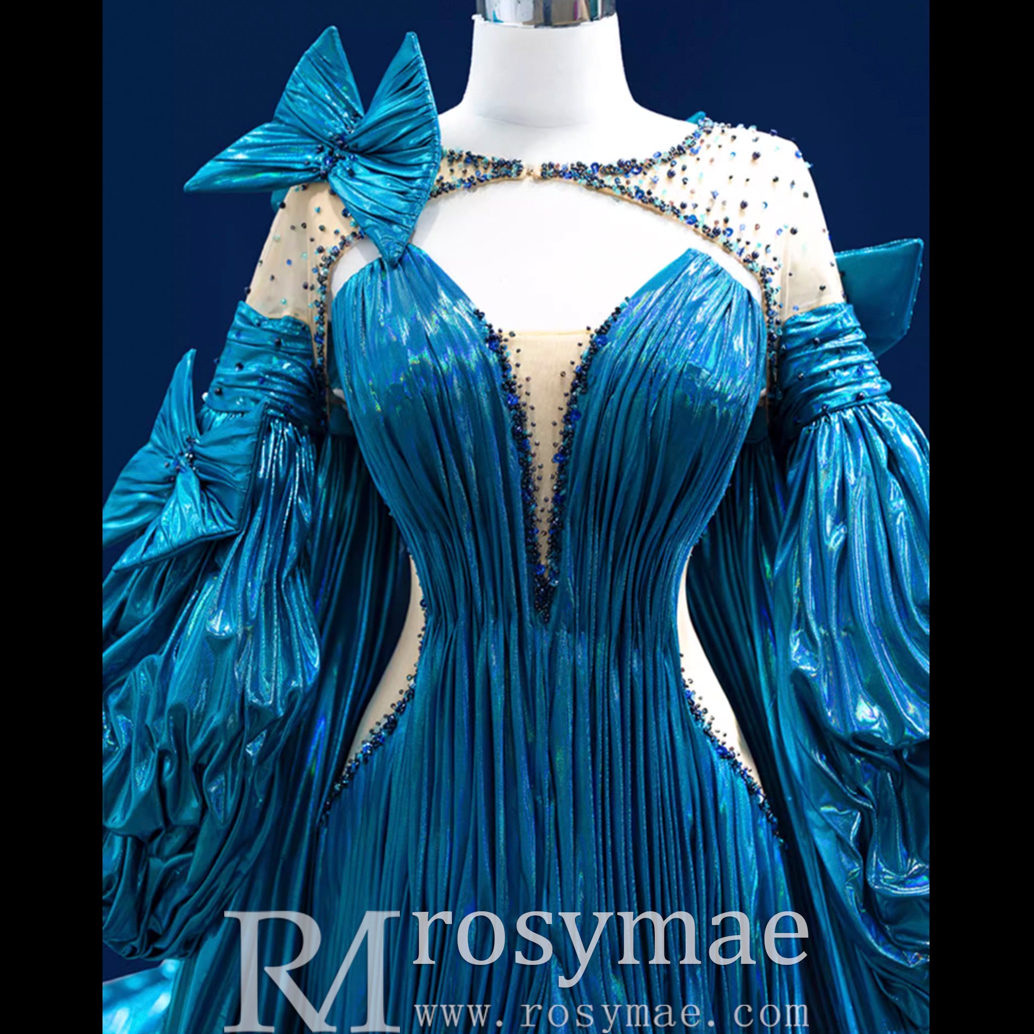 Gorgeous Beading Unique Prom Dress Formal Gown with Cape Blue / 26W Gorgeous Beading Unique Prom Dress Formal Gown with Cape Blue / 26W