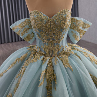 Strapless Ball Gown Overskirt Dress with Royal Train and Delicate Beadwork