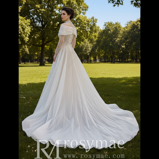 Muslim Style High Neck Sparkly Wedding Dress with Detachable Jacket