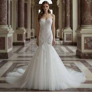 Trumpet Skirt Wedding Dresses Strapless Sweetheart Wedding Gown