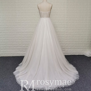 Ethereal A-Line Spaghetti Straps Wedding Dress with Tulle Layers