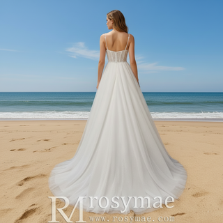 Ethereal A-Line Spaghetti Straps Wedding Dress with Tulle Layers