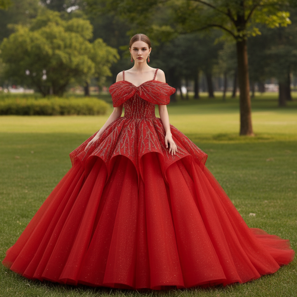 Elegant Luxury Convertible Glitter Red Unique Wedding Dresses Ball Gown Bright Red / 0 Elegant Luxury Convertible Glitter Red Unique Wedding Dresses Ball Gown Bright Red / 0