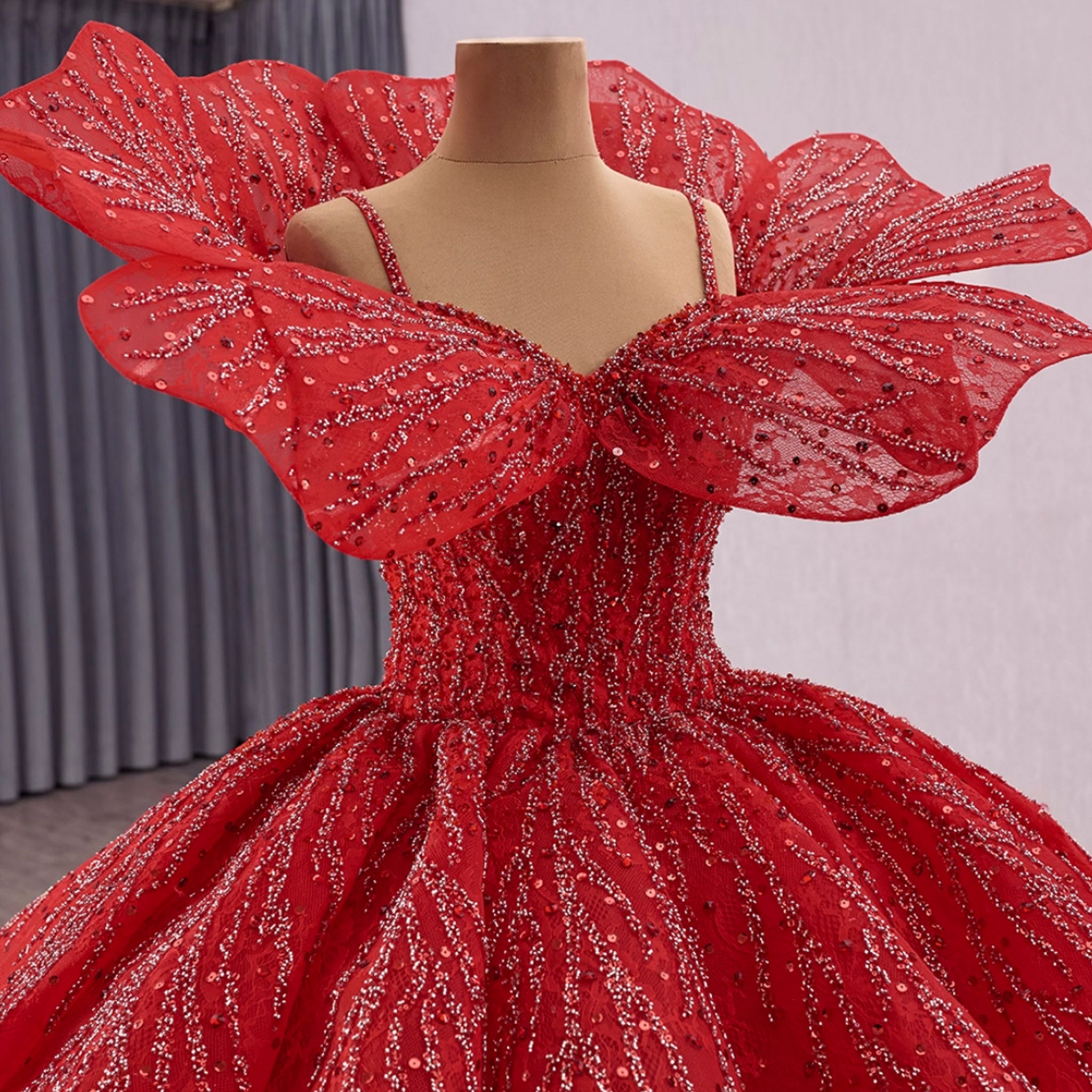 Elegant Luxury Convertible Glitter Red Unique Wedding Dresses Ball Gown Bright Red / 0 Elegant Luxury Convertible Glitter Red Unique Wedding Dresses Ball Gown Bright Red / 0
