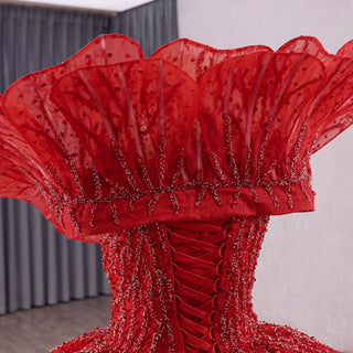 Luxury Convertable Glitter Red Unique Wedding Dresses Ball Gown