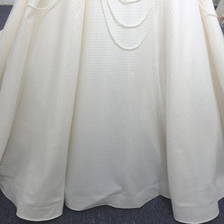 Curve Neckline Wedding Dress with Detachable Pearl Jacket