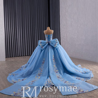 Elegant Fairy Luxury Pink Quinceanera Dress with Detachable Bowknot