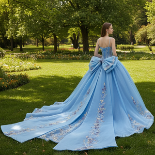 Elegant Fairy Luxury Pink Quinceanera Dress with Detachable Bowknot