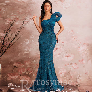 Elegant One Shoulder Formal Dress Luxurious Elegant Long Party Gown