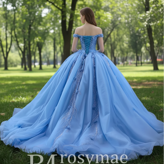 Sky Blue Quinceanera Dress Elegant Ball Gown Evening Party Dresses