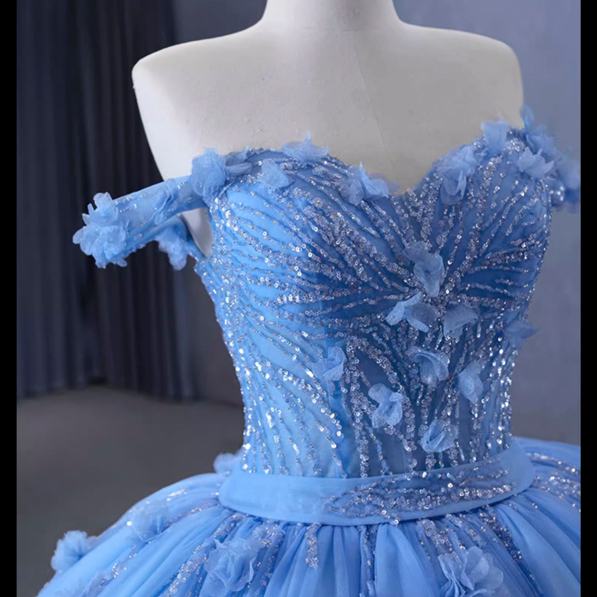 Sky Blue Quinceanera Dress Elegant Ball Gown Evening Party Dresses Sky Blue / 0 Sky Blue Quinceanera Dress Elegant Ball Gown Evening Party Dresses Sky Blue / 0