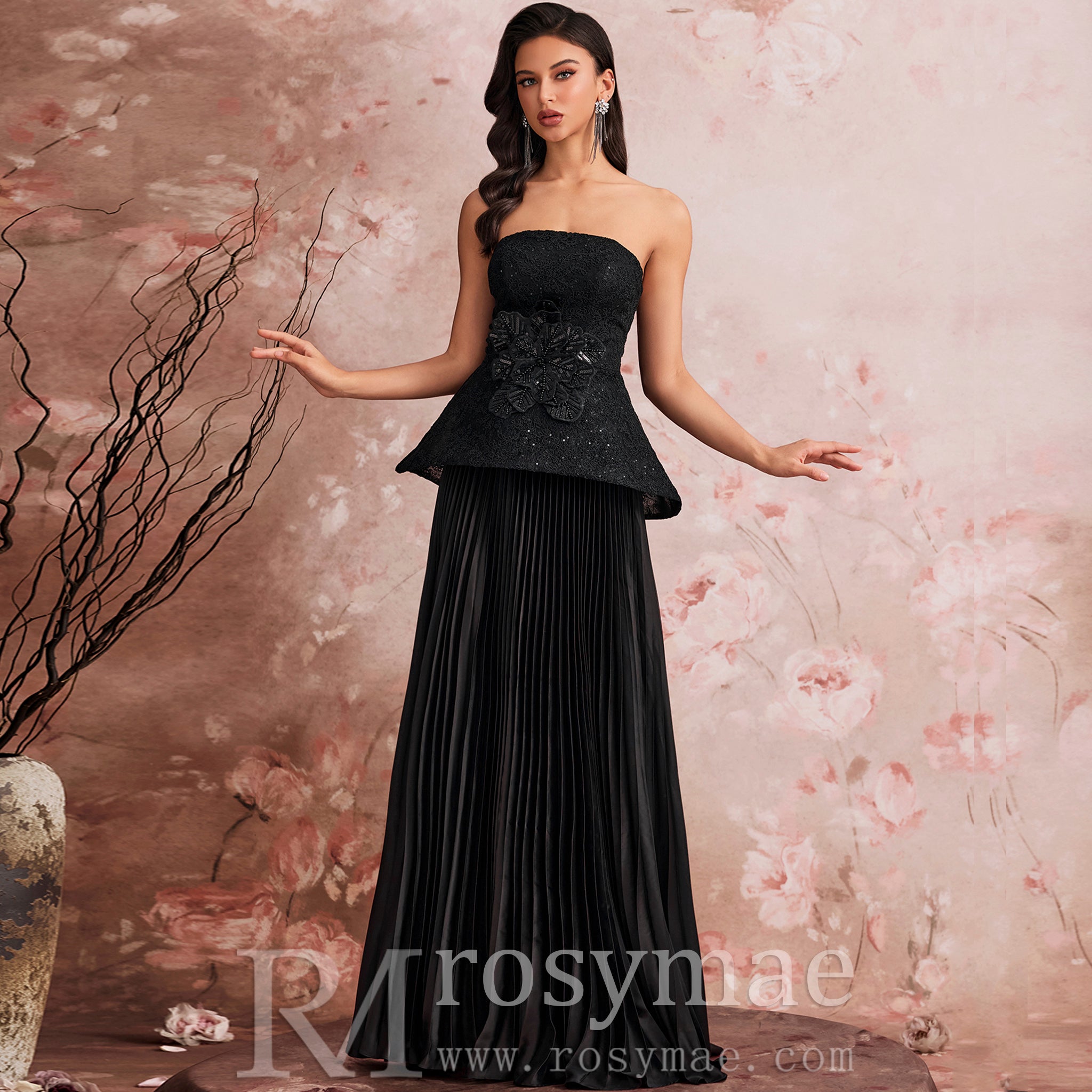 Elegant Strapless Formal Evening Dresss Prom Luxury Wedding Party Gowns Black / 1XL Elegant Strapless Formal Evening Dresss Prom Luxury Wedding Party Gowns Black / 1XL