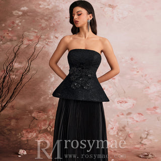 Elegant Strapless Formal Evening Dresss Prom Luxury Wedding Party Gowns