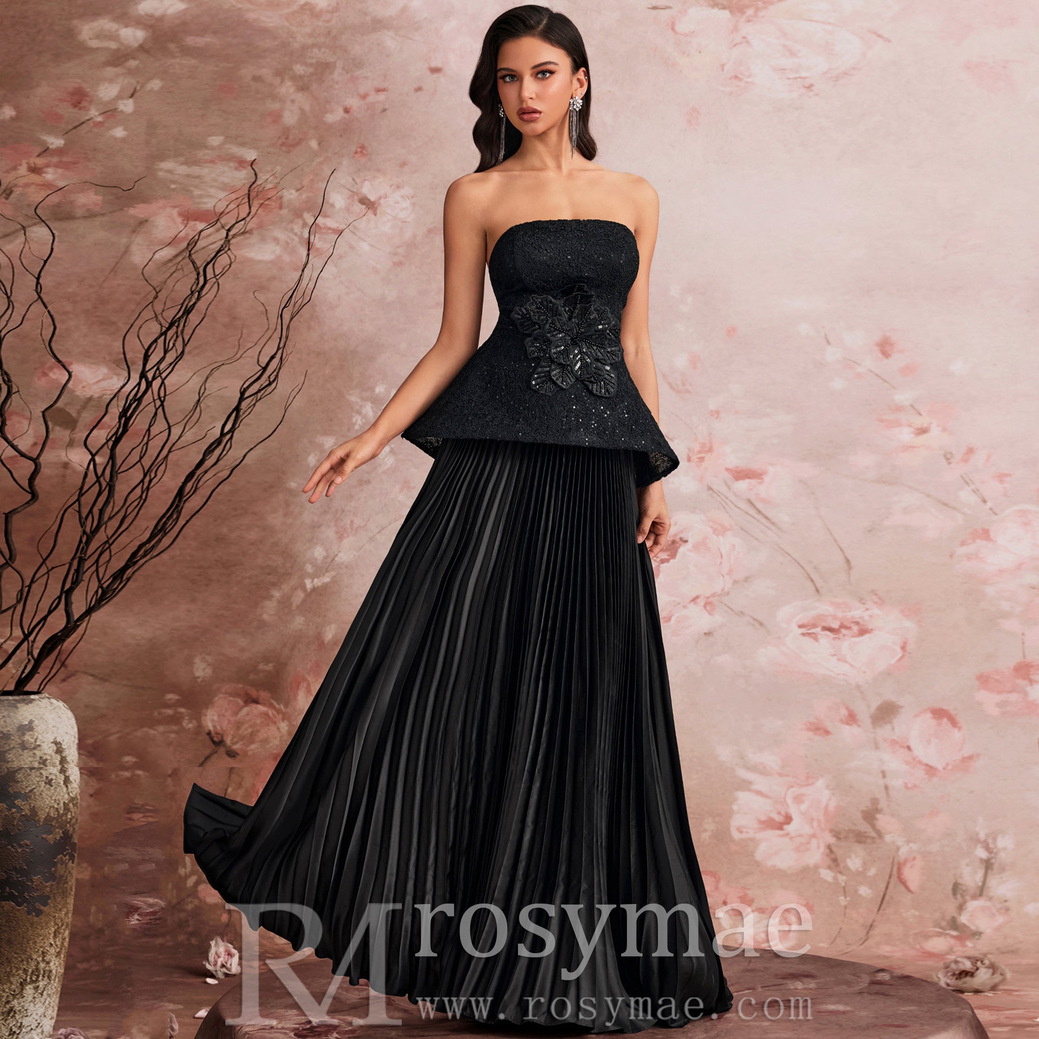 Elegant Strapless Formal Evening Dresss Prom Luxury Wedding Party Gowns Black / 1XL Elegant Strapless Formal Evening Dresss Prom Luxury Wedding Party Gowns Black / 1XL