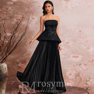 Elegant Strapless Formal Evening Dresss Prom Luxury Wedding Party Gowns