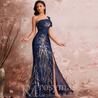 Elegant Sleeveless Sequins Formal Evening Dress with Mermaid & High Slit