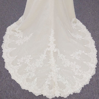 V-neck Mermaid Lace Spaghetti Straps Dress with Open Back