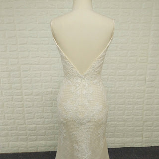 V-neck Mermaid Lace Spaghetti Straps Dress with Open Back