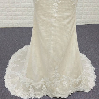 V-neck Mermaid Lace Spaghetti Straps Dress with Open Back