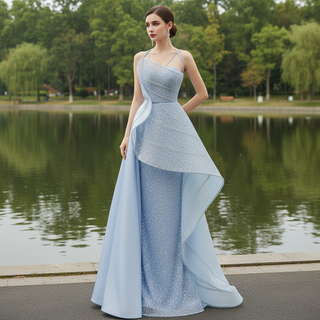 Luxury Sequins Long Formal Dress Evening Dress with Spagehtti Strap