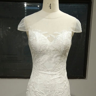 Cap Sleeves & Sheer Scoop Over Sweetheart Mermaid Wedding Dress
