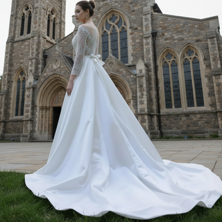 Elegant 2 in 1 Detachable Tulle Mermaid Wedding Dress with O-neck